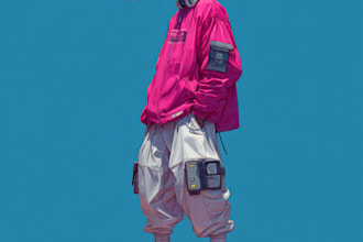 design cyberpunk character splash art