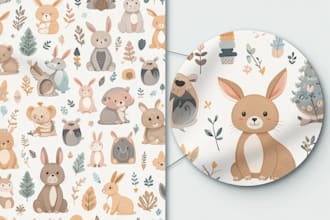 design cute animal patterns for baby fabric