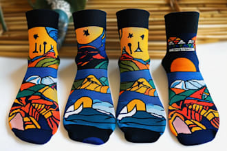 design creative collection and tech pack of socks for you