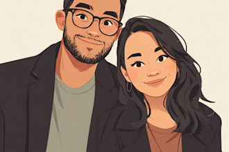 draw couple portrait for wedding illustration