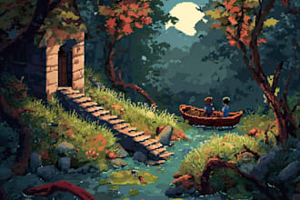 make pixel art scene or background