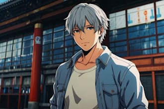 draw clean victor line art anime style full body character
