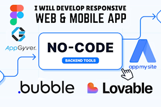 develop mobile app, web app with bubble io lovable ai appgyver appmysite bubble