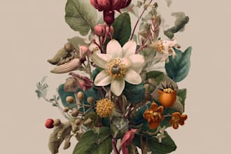 draw watercolor botanical illustration of flowers