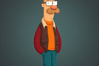 draw a vector 2d character, cartoon character