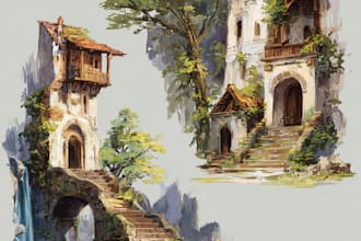 design environment concept art, oc sci fi illustration