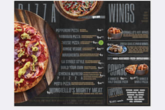 create a outstanding custom food restaurant menu design