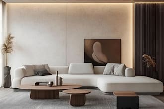 design 3d interior scandinavian living room, kitchen bedroom, interior rendering