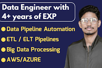 do data engineering, data processing, big data, etl, elt pipelines on AWS,azure