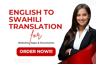 translate english to swahili for websites, apps, or documents