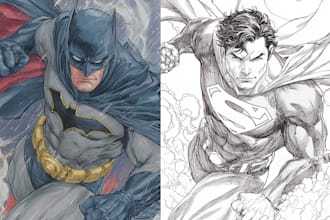 draw custom superhero freehand illustrations tailored