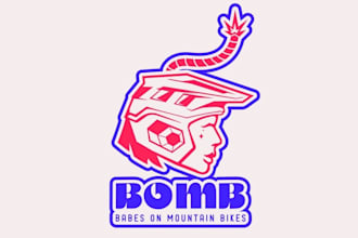 design high quality female mountain biking logo