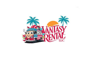 design funky colorful suck van rental company  logo