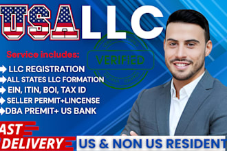 get your irs tax id, llc registration, dba permit, us bank ein number in 24hours