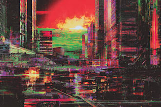 album artwork cyberpunk brutalism glitch art