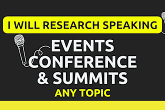 research speaking conference, events, summits on any topic