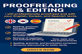 proofread and edit english, korean, and german