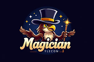 create stylish magician falcon logo for t shirt designs