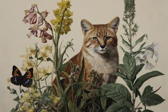 draw an animal and botanical illustration