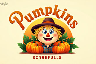make unique pumpkins scarecrow logo for custom t shirt