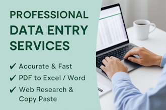 do accurate data entry, web research, copy paste, data mining and PDF to exce