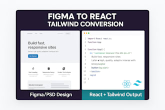 convert your figma or PSD design to react using tailwind CSS