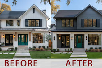 redesign and render your modern house exterior facade