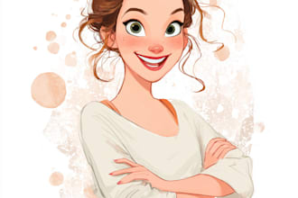 draw couple portrait in disney cartoon illustration for gift