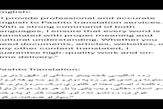 do writing and translation of english, urdu and pashto languages