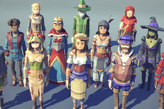 do low poly, pixel animation, 3d model, video game character, game assets