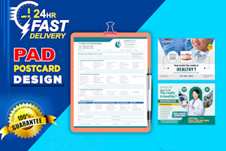 do dental, medical and hospital postcard, referral form, prescription pad design