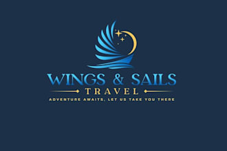 design creative travel advisor airplanes palm logo