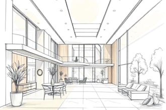 sketch interior and exterior architectural designs