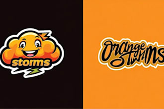 do amazing orange storms logo with t shirt for your brand