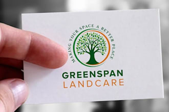 do tree care,grass trimming, lawn care, landscape logo