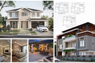 do 3d house model floor plan exterior, interior, bathroom, kitchen, garden patio