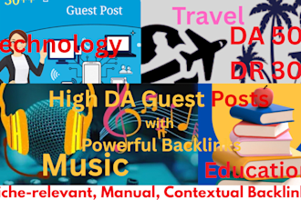 post on top blogs in tech, education, and music with quality backlinks
