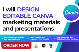 design editable canva marketing materials and presentations