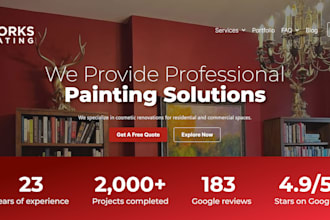 design painter website, interior designer website, with portfolio