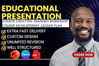 educational presentation design, course slides, webinar slides, training slides