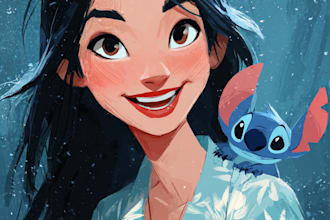 make a professional disney cartoon style character