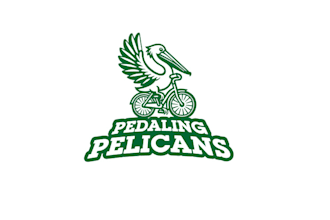 design pelican riding bicycle charity bike ride team logo