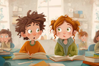 design anime chibi children story book illustration