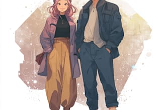 make realistic vector art couple portrait