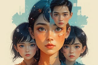 draw a vector art family portrait