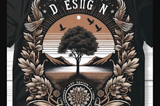 design vintage t shirt and tree logo