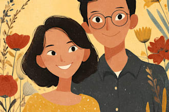 make realistic vector art couple portrait