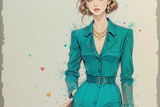draw a fashion illustration in a classic vintage style