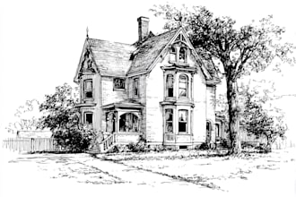 draw a sketch of a house portrait or building illustration