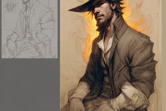 draw a fantasy character for comic book cover